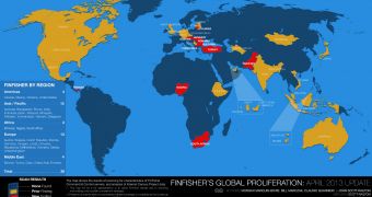 Global distribution of FinFisher servers
