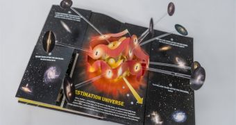 A pop-up image from CERN's revised edition of A Voyage to the Heart of Matter
