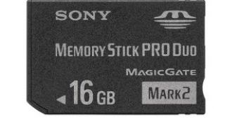 The 16 GB Memory Stick PRO Duo memory card