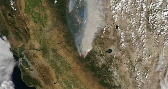 The California Rim Fire seen by a NASA satellite