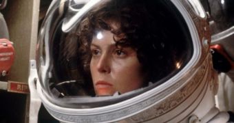 Sigourney Weaver in character for her first “Alien” movie