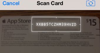 iTunes Gift Card code scanning