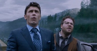 Hackers demand all material relating to "The Interview" be pulled off the web, including this image