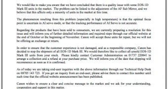 Canon's letter to retailers