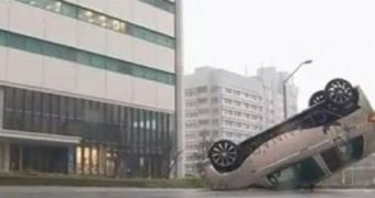 Typhoon flips car in Okinawa, Japan