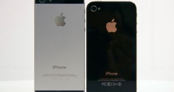 iPhone 5 physical mockup (left) and iPhone 4S