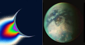The new Cassini flybys will look at Enceladus' plumes (left) and at Titan's atmosphere