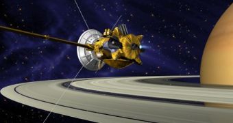 This is a rendition of Cassini in Saturnine orbit
