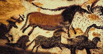 Bulls and horses pictured on prehistoric Lascaux Caves' walls, France