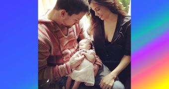 Channing Tatum and Jenna Dewan-Tatum hold baby Everly