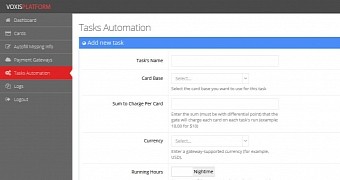 Task automation panel in Voxis Platform
