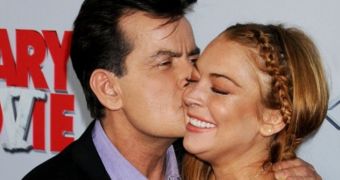 Charlie Sheen and Lindsay Lohan at the premiere of “Scary Movie 5”