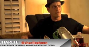 Charlie Sheen on the first episode of his brand new webcast “Sheen’s Korner”