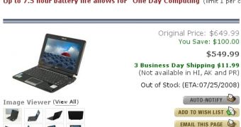 The Eee PC 1000H is now listed at a better price