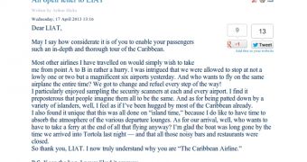 Client complains about flight in sharp letter