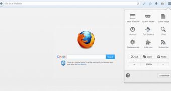 The Firefox Australis toolbar and menu