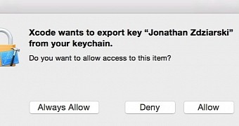Alert for exporting developer keys