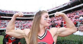 Cheerleader Anna Watson from Giorgia shows off her impressive arms