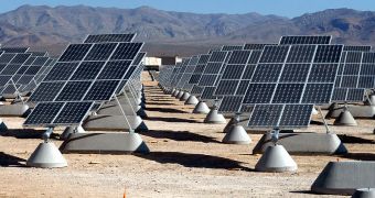 Nellis Air Force Base, revealing one of the largest solar power plants completed in the US; China is struggling to beat the record by opening new facilities exploiting renewable power