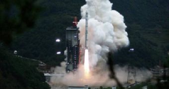 The launch of Chang'e One Lunar Satellite, at the Xichang Satellite Launch Center, China