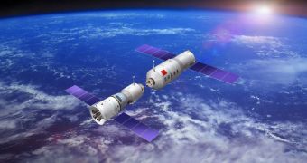This rendition shows the Tiangong-1 and Shenzhou 8 spacecraft docking to each other in low-Earth orbit