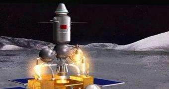 Rendering of Chang'e-5 sample-return capsule igniting its engines for its trip back to Earth