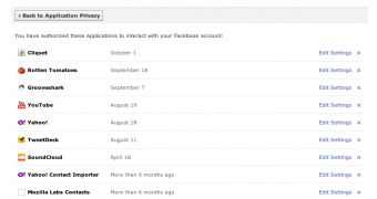 The new Facebook Application Settings dashboard