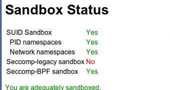 The sandbox status is available at chrome://sandbox