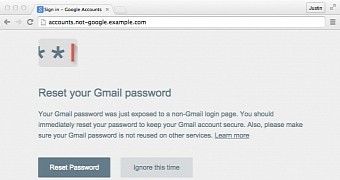 Warning from Password Alert when it detects a phishing attack