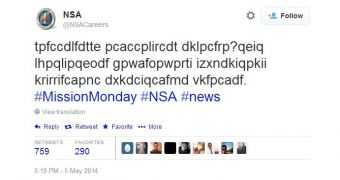 Coded message posted by NSA on Twitter