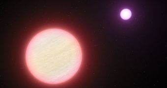 This artist’s impression shows the pair of brown dwarfs named CFBDSIR 1458+10