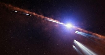 Artist's impression of Beta Pictoris and the comets orbiting it