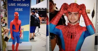 Daniel Radcliffe uses his Spider-Man costume to sneak into Comic-Con 2014