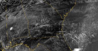Image showing contrails over the eastern US seaboard
