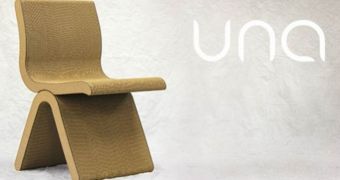 The UNA chair is made from 100% recycled cardboard