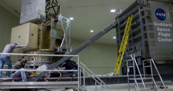 The GPM satellite Core is seen here installed on teh HCC, at Goddard