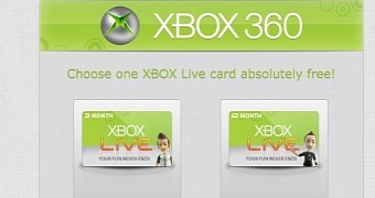 Fraudulent page claiming to offer free Xbox Live cards