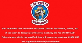 Ransom message with the “Los Pollos Hermanos” logo