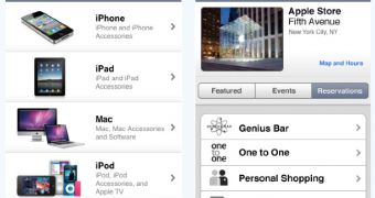The Apple Store app UI