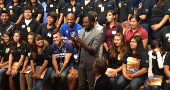 Artist will.i.am attending the JPL event that heard the first transmission of a song from another planet