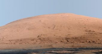 Mount Sharp panorama with adjusted light conditions to mimic Earth