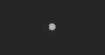 Curiosity captured an image of the Martian moon Phobos partially eclipsing the Sun, on September 13, 2012