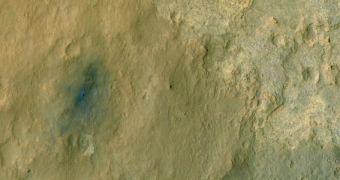 MRO HiRISE image showing the location where Curiosity landed inside Gale Crater, on Mars