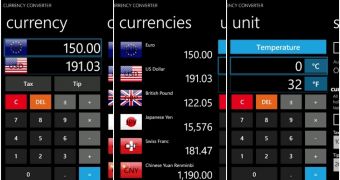 Currency Converter for Windows Phone (screenshots)