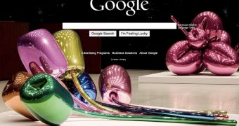 The Google homepage with a custom background image