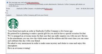 Cybercriminals Hide ZeuS Malware in Fake Starbucks “Gift from a Friend” Emails