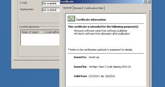 ZeuS malware signed with valid digital certificate