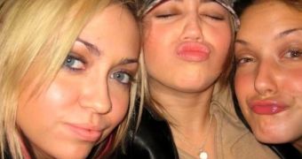 Teen star Miley Cyrus and friends in a shot that was leaked on the Internet