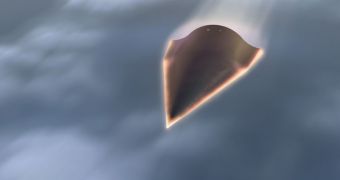 This rendition shows the Falcon HTV-2 reentering Earth's atmosphere, before initiating hypersonic flight