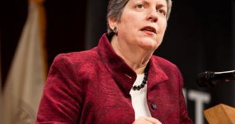 US Secretary of Homeland Security Janet Napolitano delivers the annual Compton Lecture on Monday, March 14